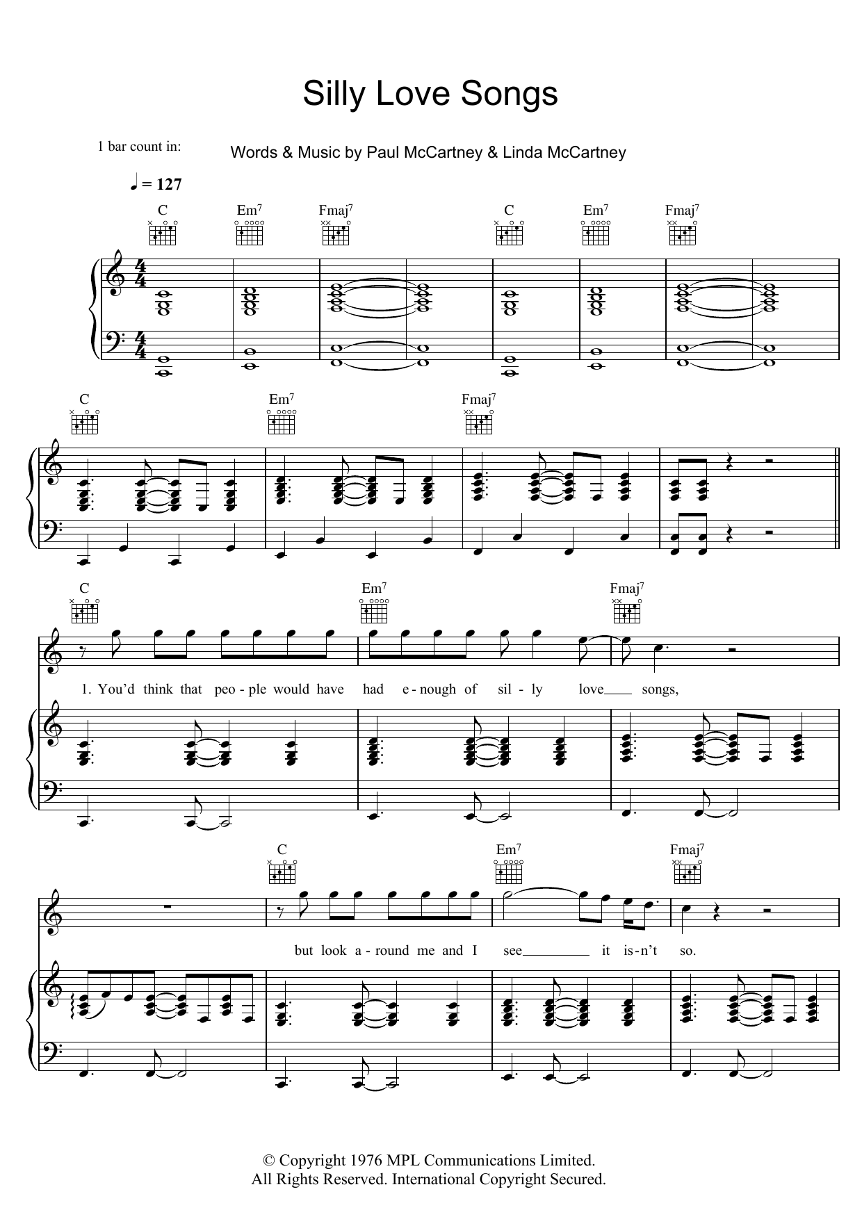 Download Wings Silly Love Songs Sheet Music and learn how to play Tenor Saxophone PDF digital score in minutes