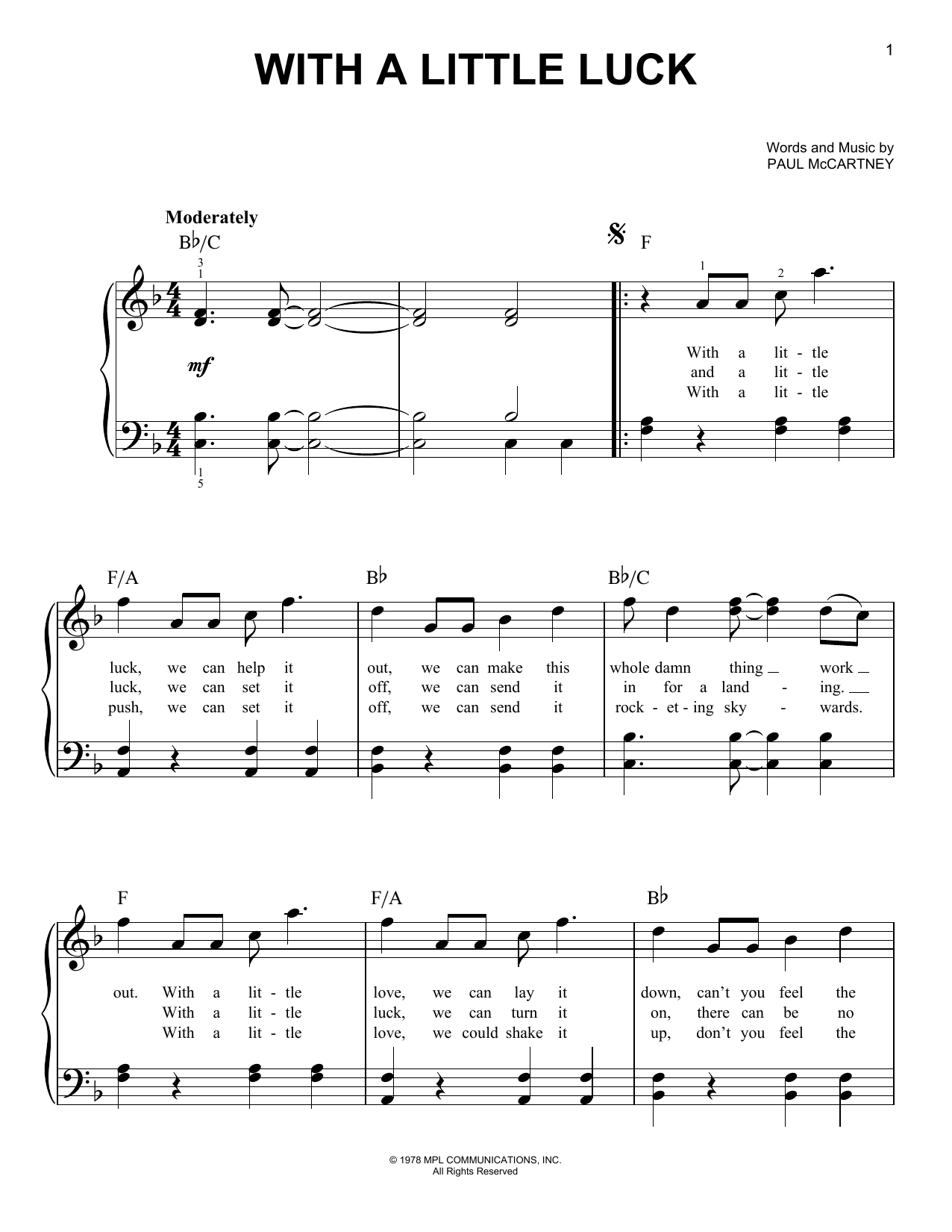 Download Wings With A Little Luck Sheet Music and learn how to play Guitar Chords/Lyrics PDF digital score in minutes