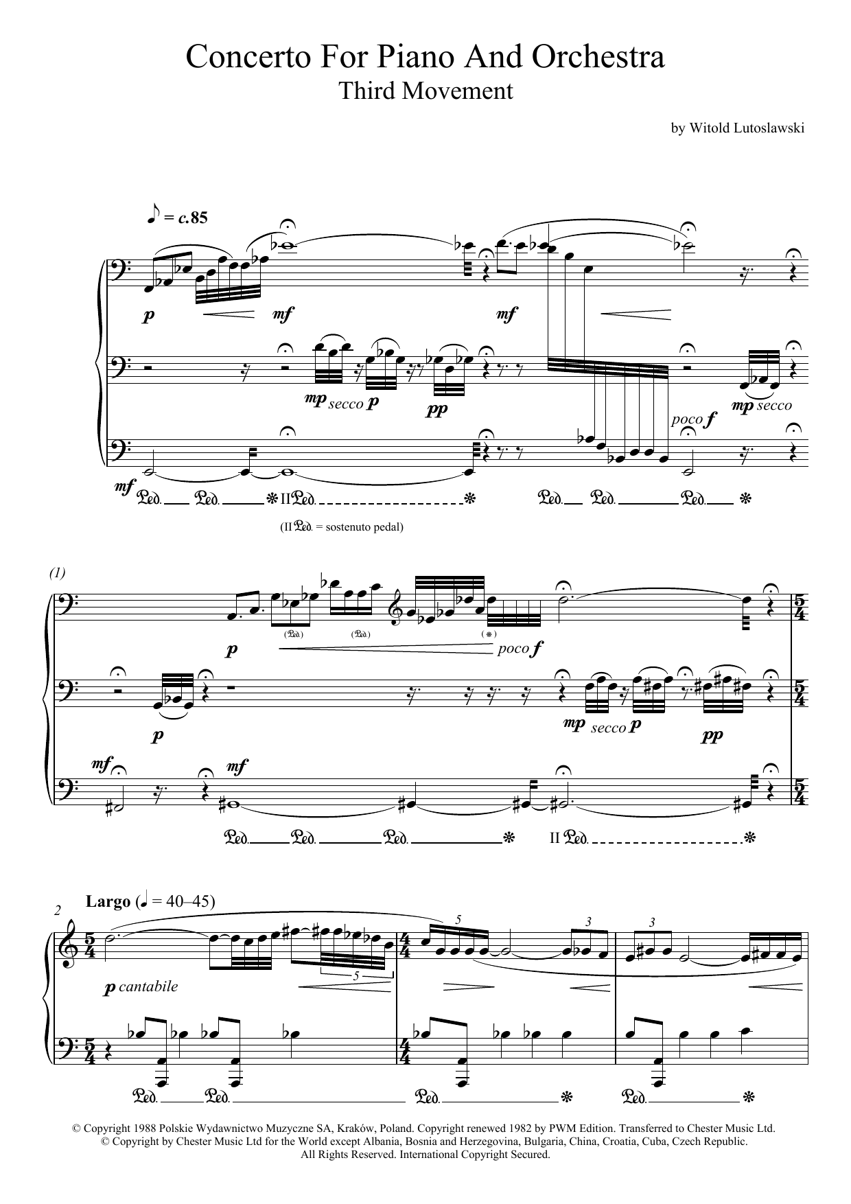Download Witold Lutoslawski Concerto For Piano And Orchestra, 3rd Movement Sheet Music and learn how to play Piano PDF digital score in minutes