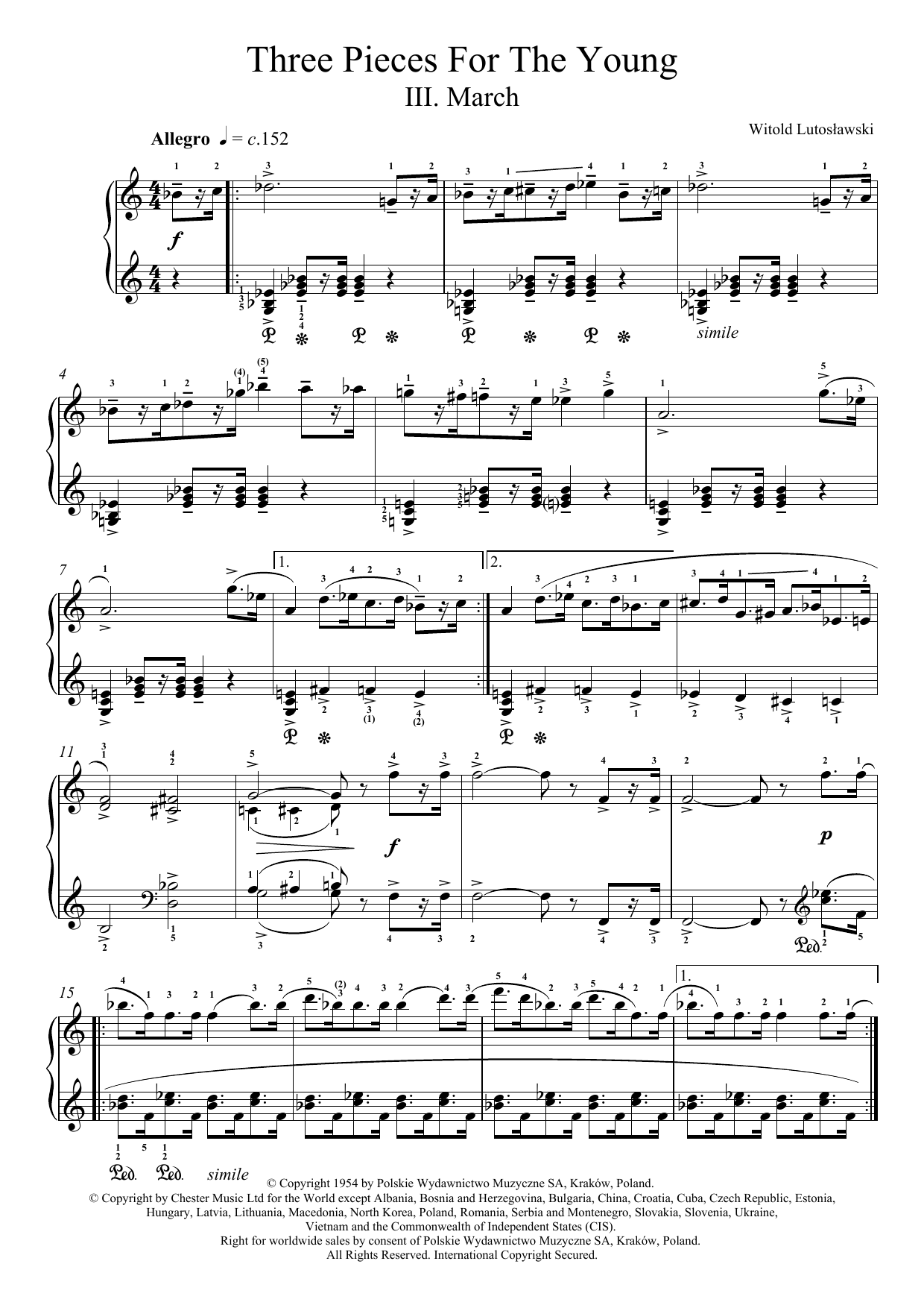 Download Witold Lutoslawski Three Pieces For The Young, 3. March Sheet Music and learn how to play Piano PDF digital score in minutes
