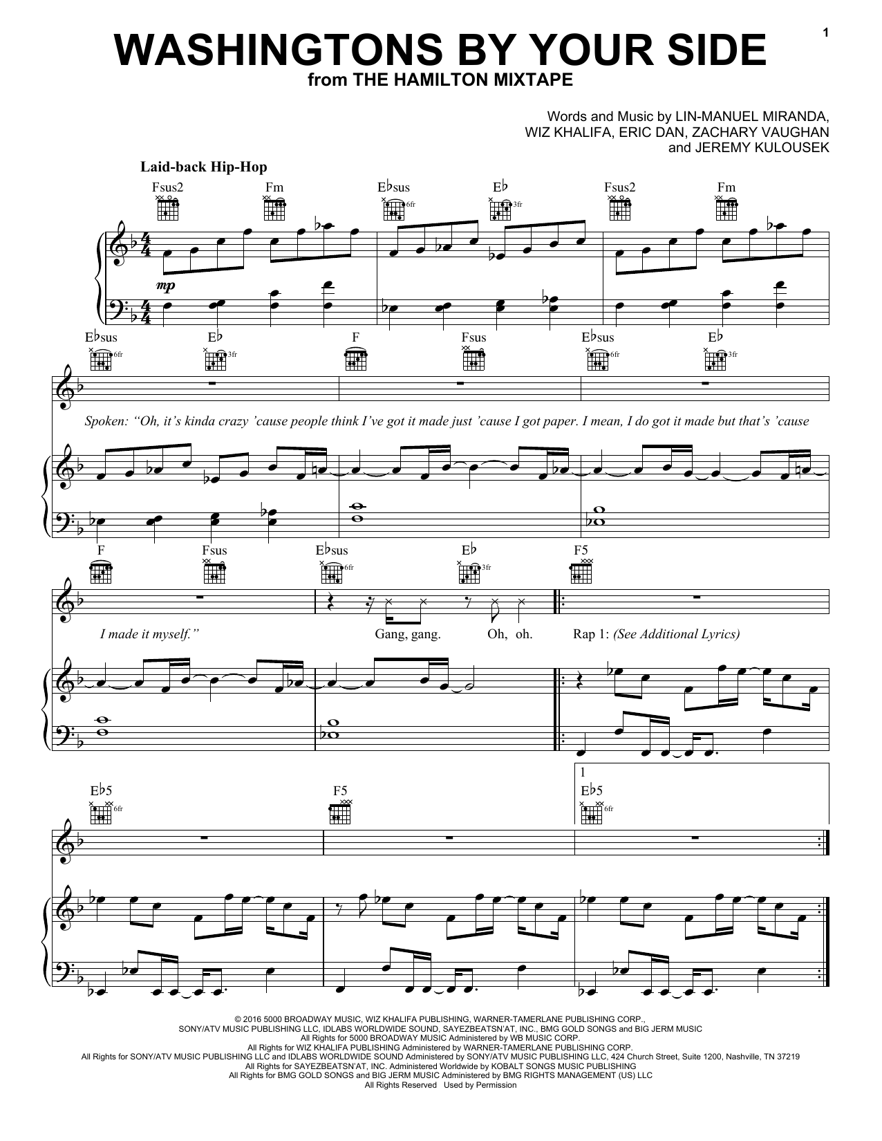 Download Lin-Manuel Miranda Washingtons By Your Side Sheet Music and learn how to play Piano, Vocal & Guitar (Right-Hand Melody) PDF digital score in minutes