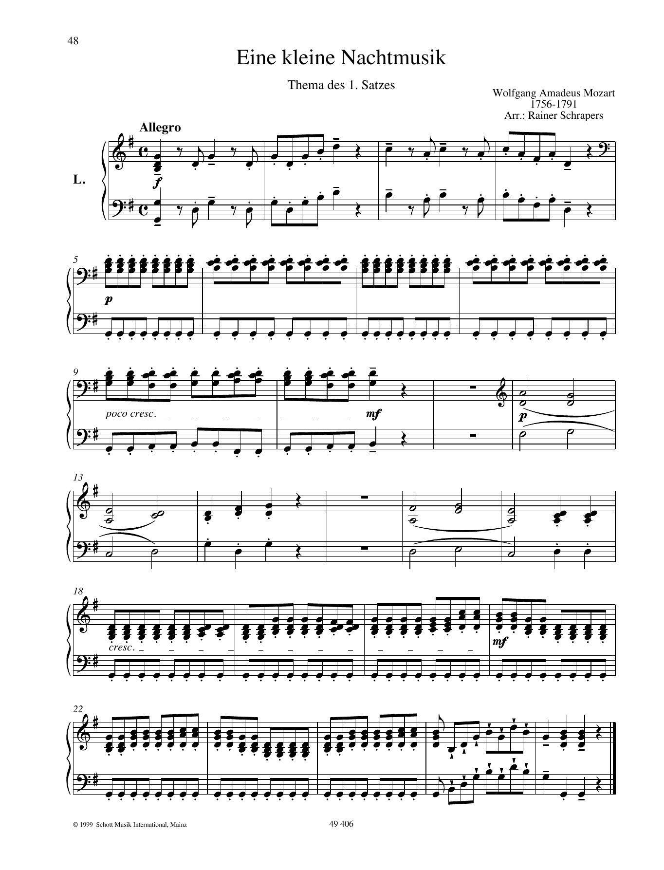 Download Wolfgang Amadeus Mozart A Little Night Music Sheet Music and learn how to play Piano Duet PDF digital score in minutes