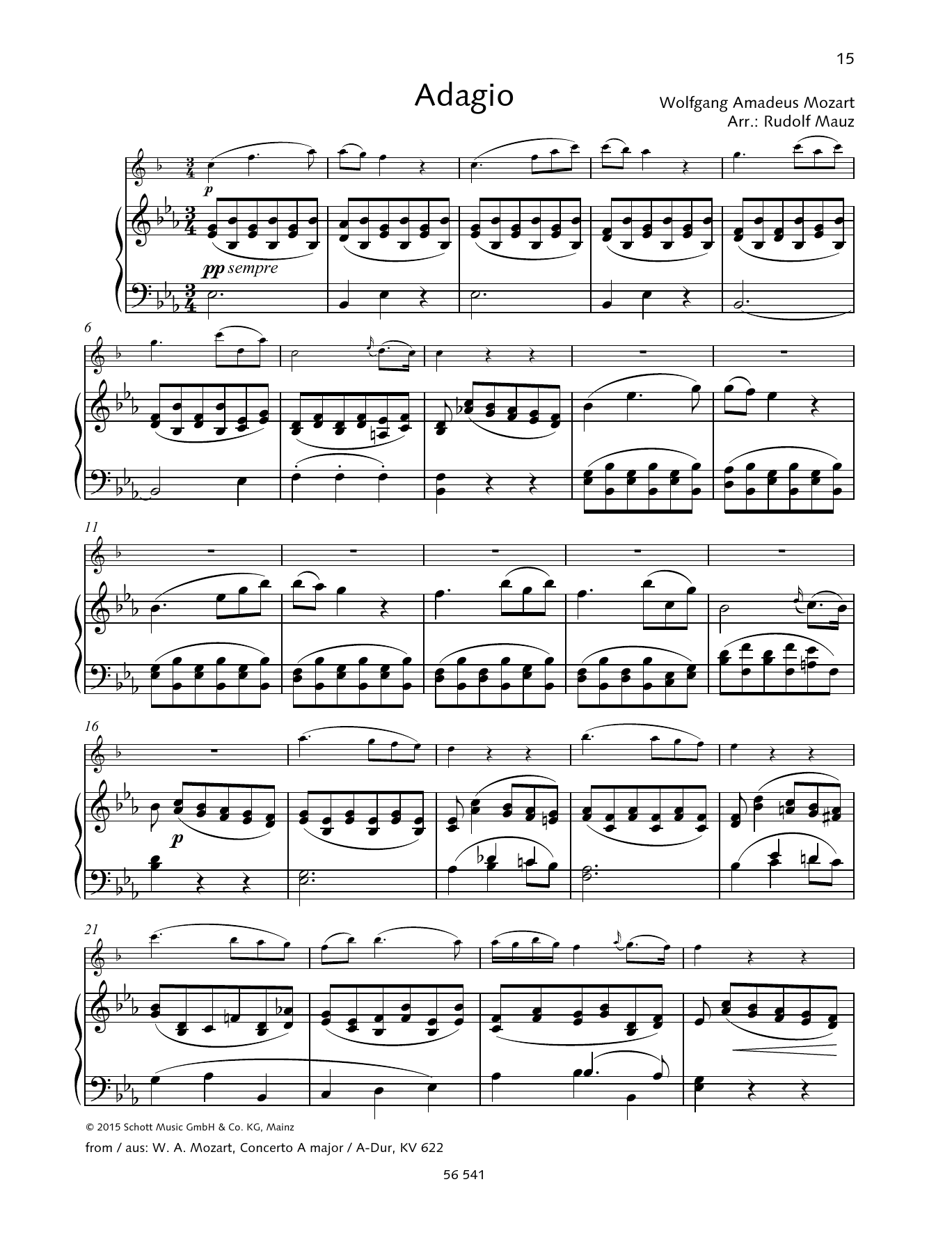 Download Wolfgang Amadeus Mozart Adagio Sheet Music and learn how to play Woodwind Solo PDF digital score in minutes