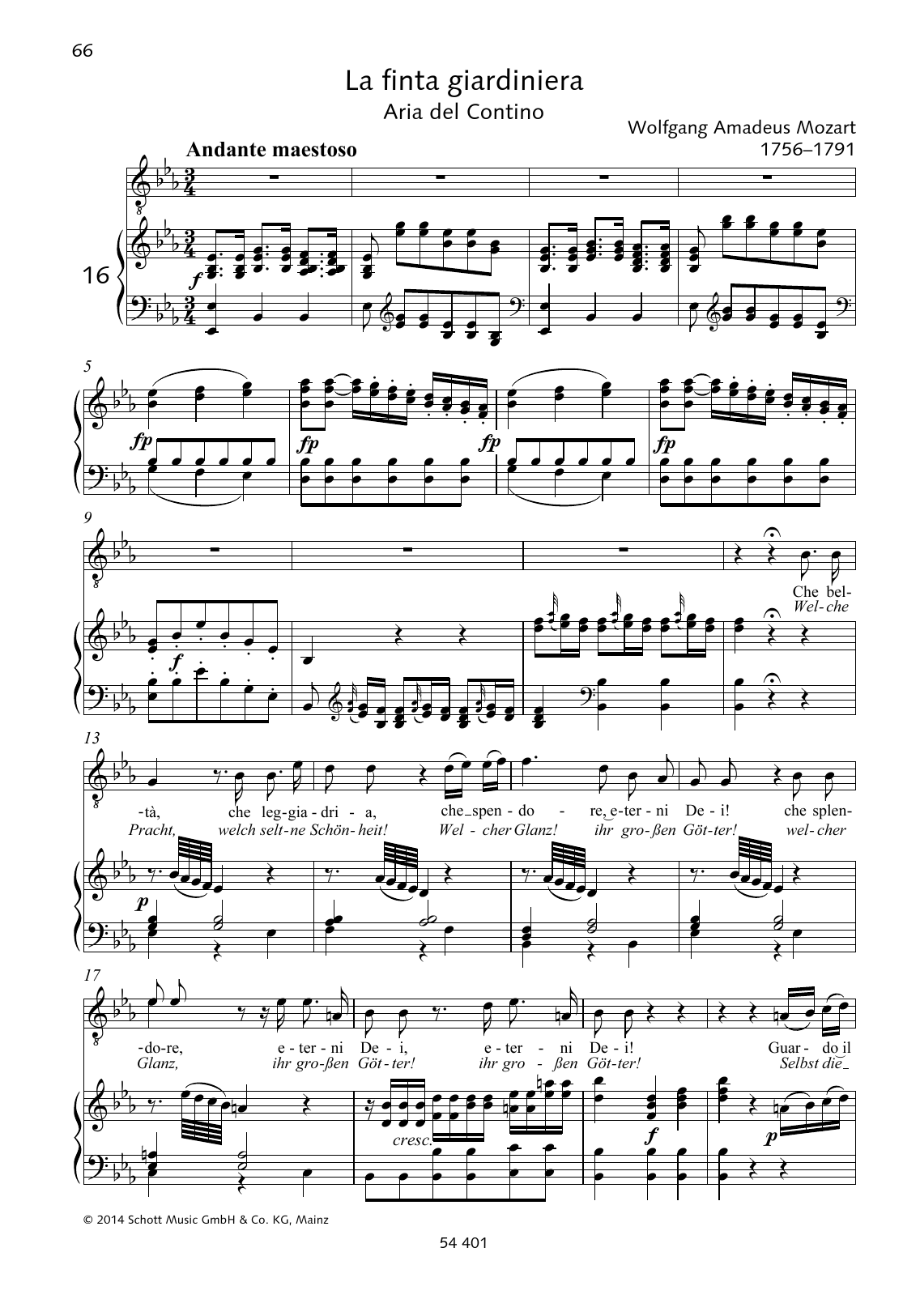 Download Wolfgang Amadeus Mozart Che beltà, che leggiadria Sheet Music and learn how to play Piano & Vocal PDF digital score in minutes