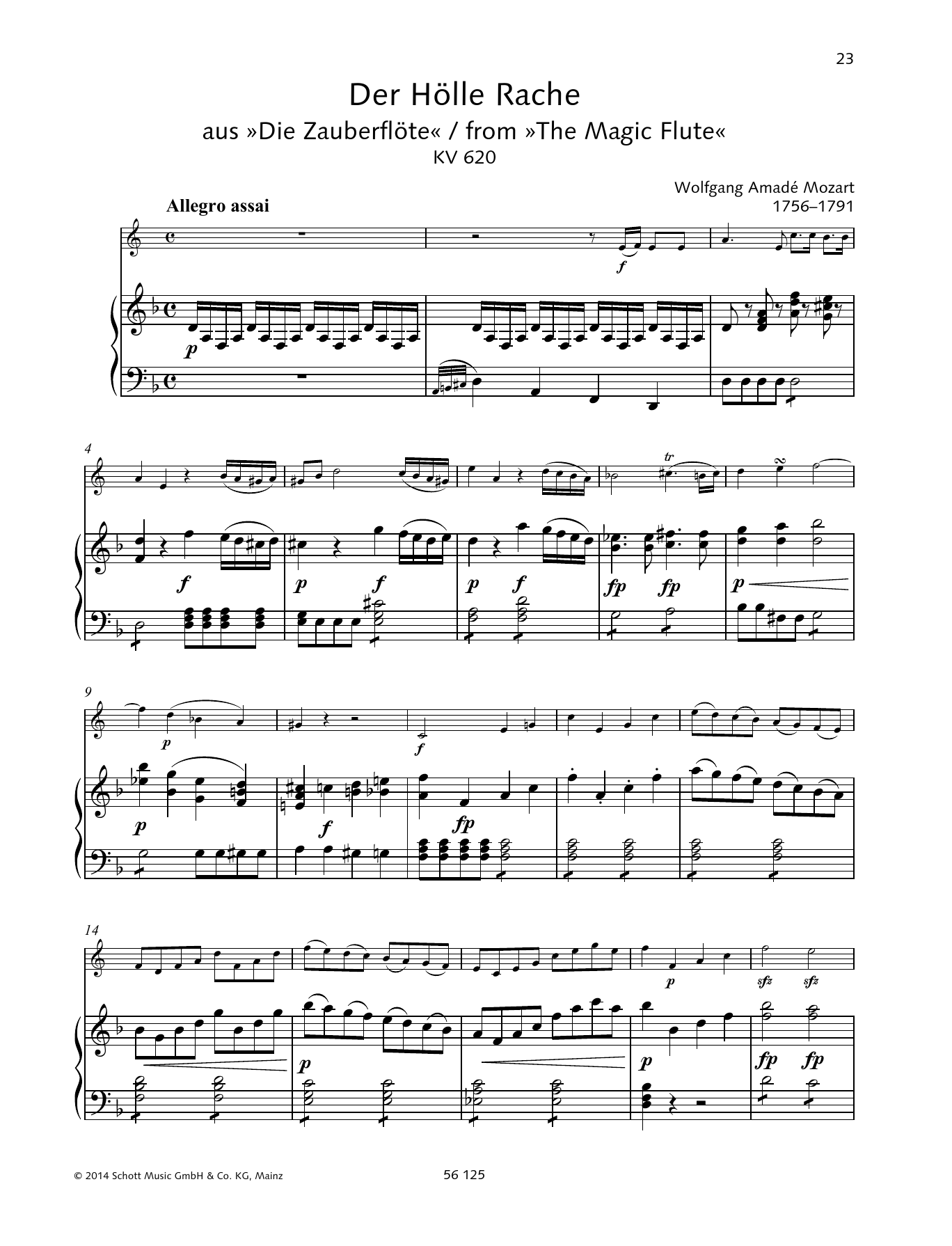 Download Wolfgang Amadeus Mozart Der Hölle Rache Sheet Music and learn how to play Brass Solo PDF digital score in minutes