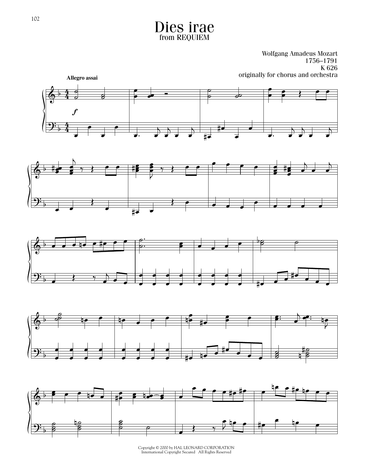 Download Wolfgang Amadeus Mozart Dies Irae Sheet Music and learn how to play Piano Solo PDF digital score in minutes
