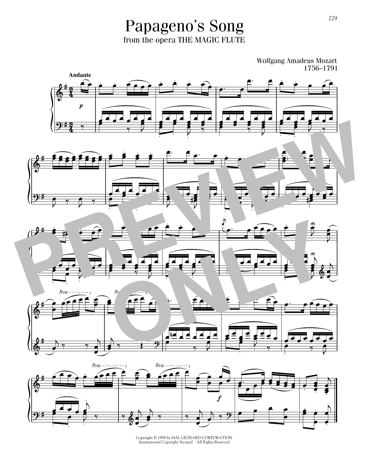 Download Wolfgang Amadeus Mozart Ein Madchen Oder Weibchen (Papageno's Song) Sheet Music and learn how to play Piano Solo PDF digital score in minutes