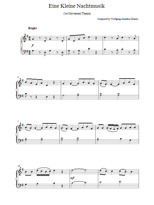 Download Wolfgang Amadeus Mozart Eine Kleine Nachtmusik Sheet Music and learn how to play Clarinet Duet PDF digital score in minutes
