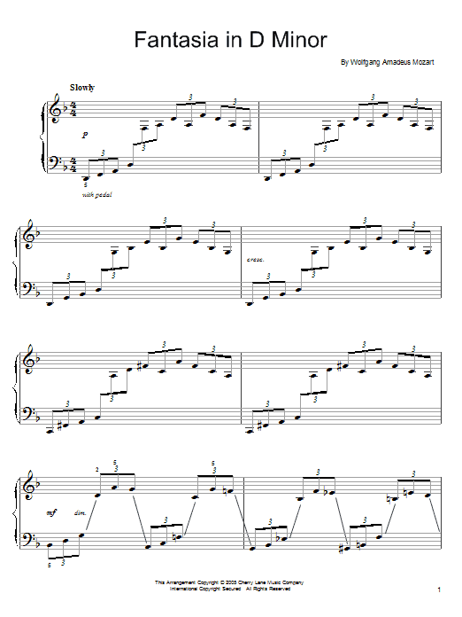 Download Wolfgang Amadeus Mozart Fantasia In D Minor, K. 397 Sheet Music and learn how to play Piano Solo PDF digital score in minutes