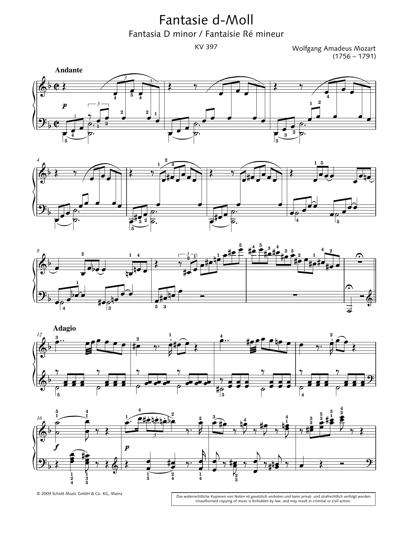 Download Wolfgang Amadeus Mozart Fantasia in D minor Sheet Music and learn how to play Piano Solo PDF digital score in minutes