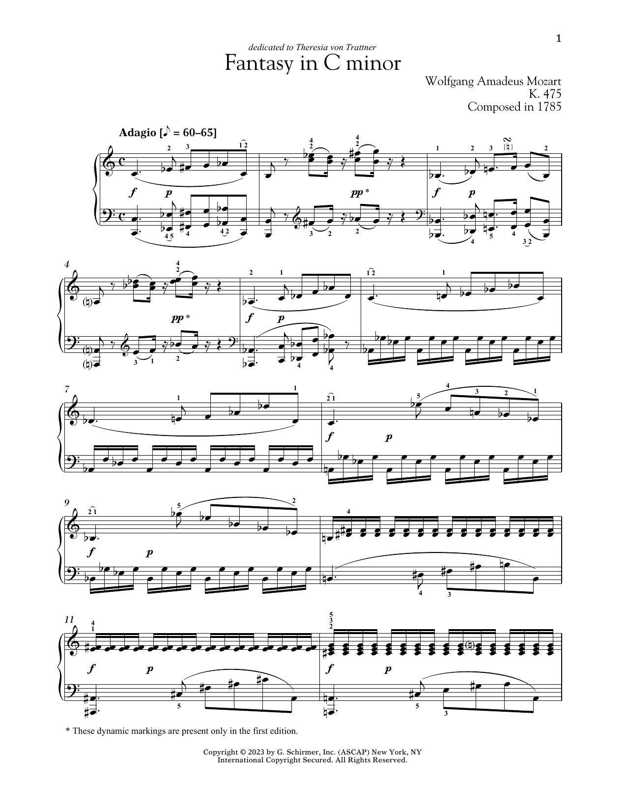 Download Wolfgang Amadeus Mozart Fantasie In C Minor, K. 475 Sheet Music and learn how to play Piano Solo PDF digital score in minutes