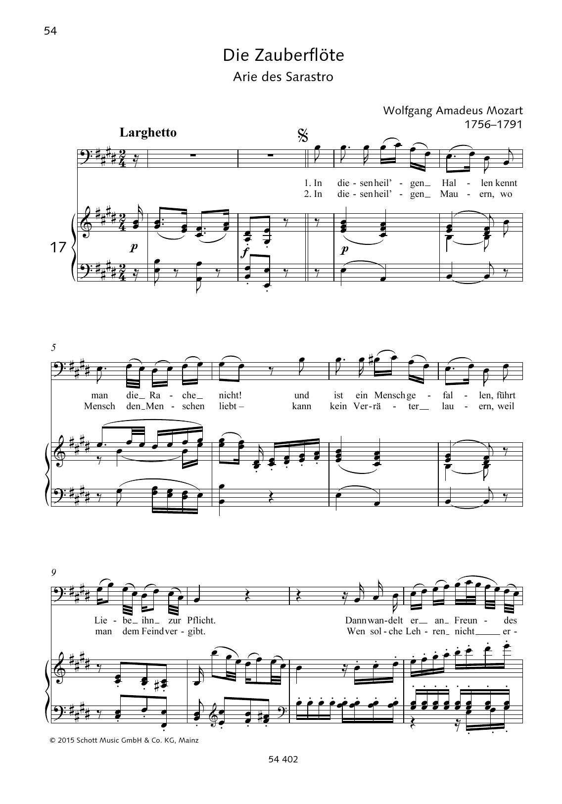 Download Wolfgang Amadeus Mozart In diesen heil'gen Hallen Sheet Music and learn how to play Piano & Vocal PDF digital score in minutes