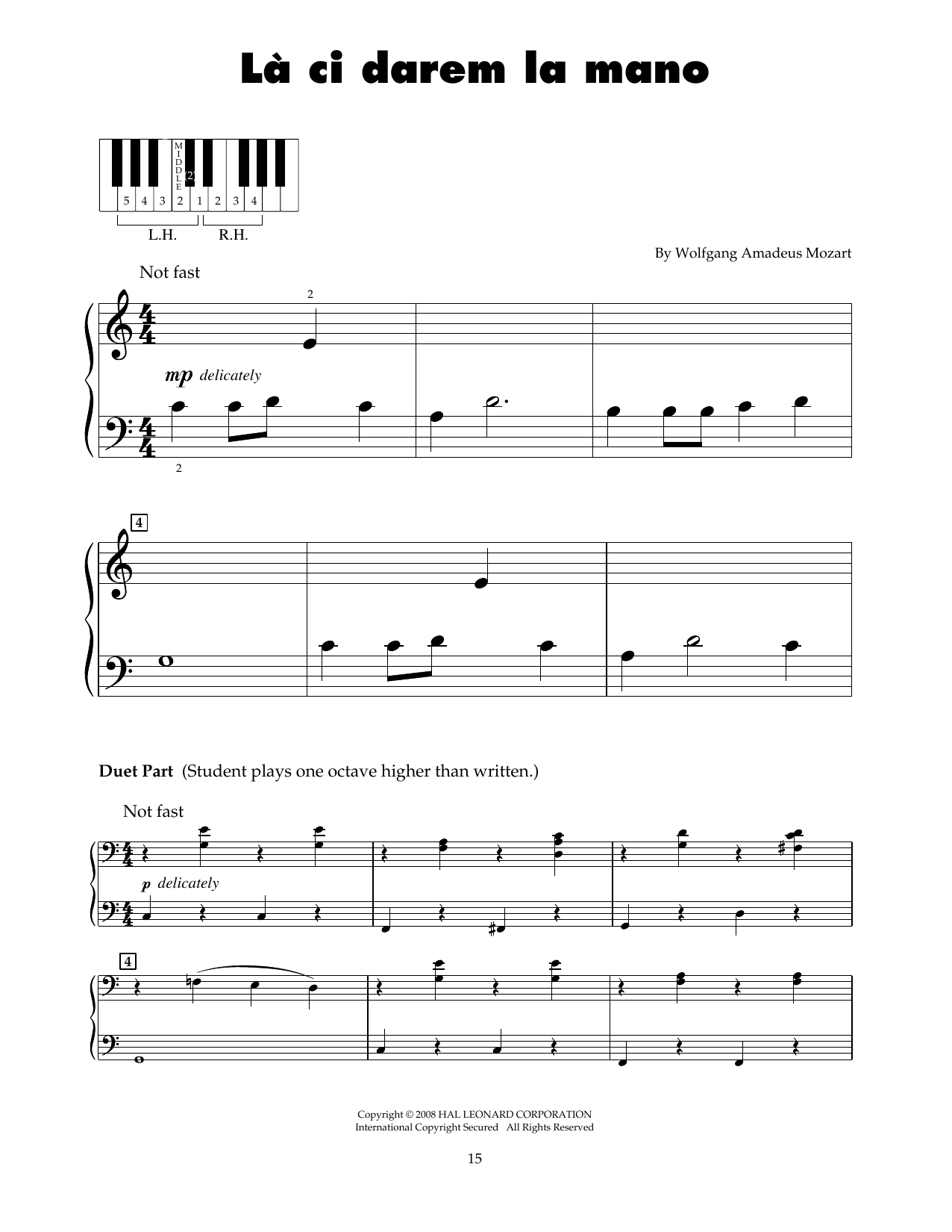 Download Wolfgang Amadeus Mozart La Ci Darem La Mano (arr. Carol Klose) Sheet Music and learn how to play 5-Finger Piano PDF digital score in minutes