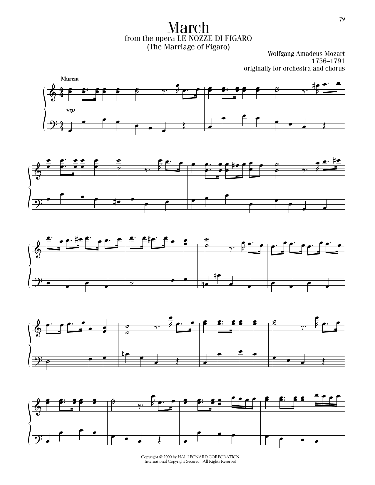 Download Wolfgang Amadeus Mozart March Sheet Music and learn how to play Piano Solo PDF digital score in minutes