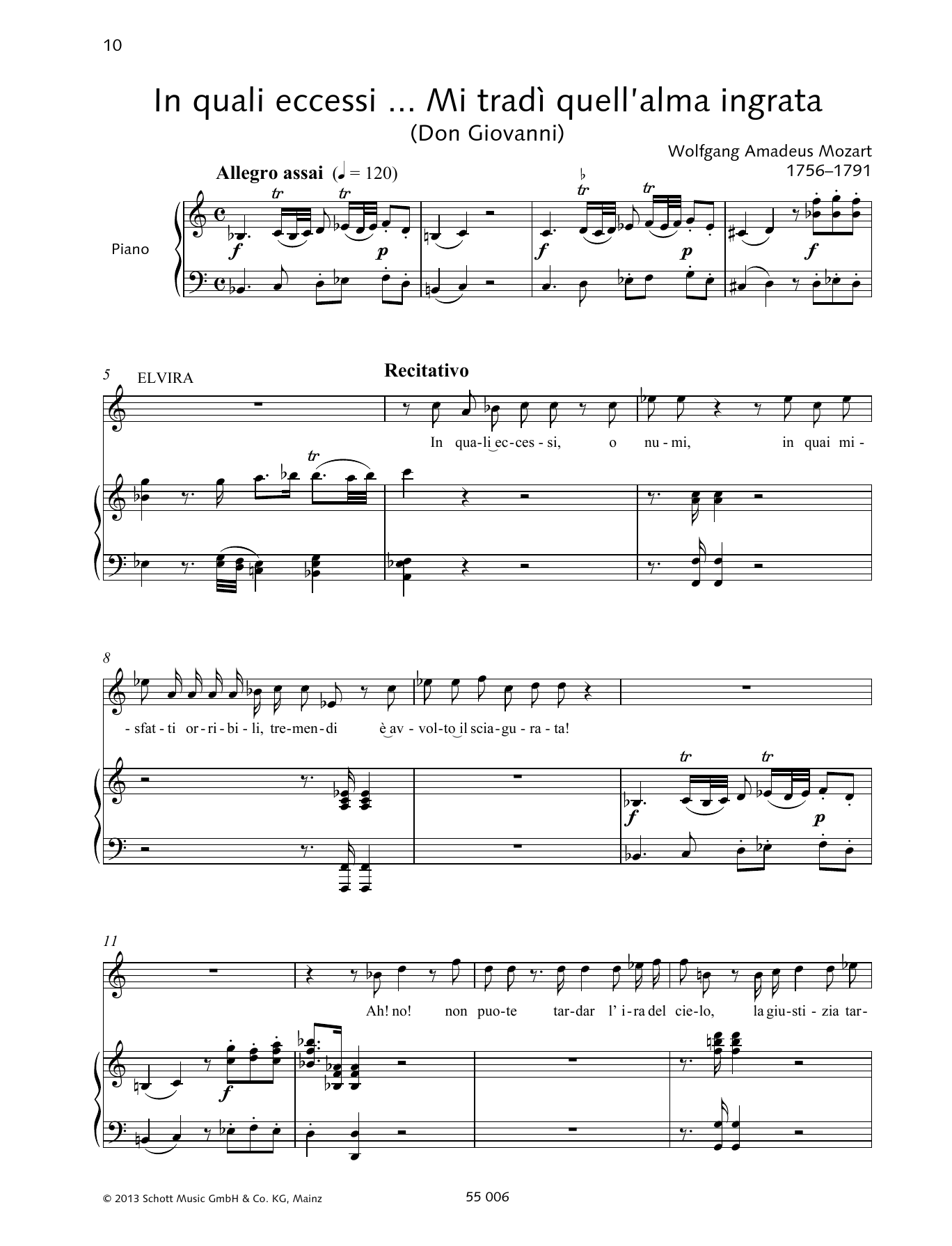 Download Wolfgang Amadeus Mozart Mi tradì quell'alma ingrata Sheet Music and learn how to play Piano & Vocal PDF digital score in minutes