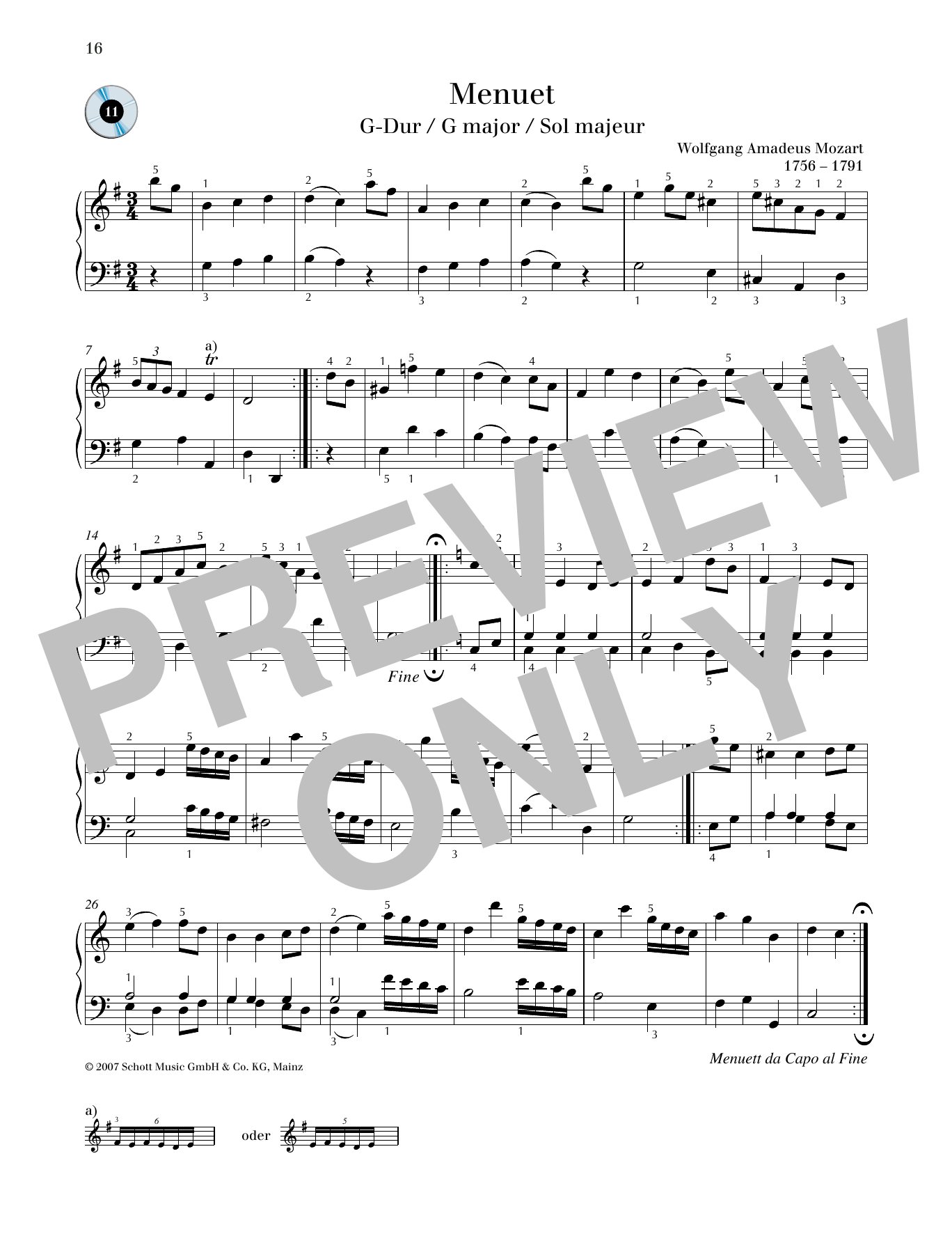 Download Wolfgang Amadeus Mozart Minuet G major Sheet Music and learn how to play Piano Solo PDF digital score in minutes