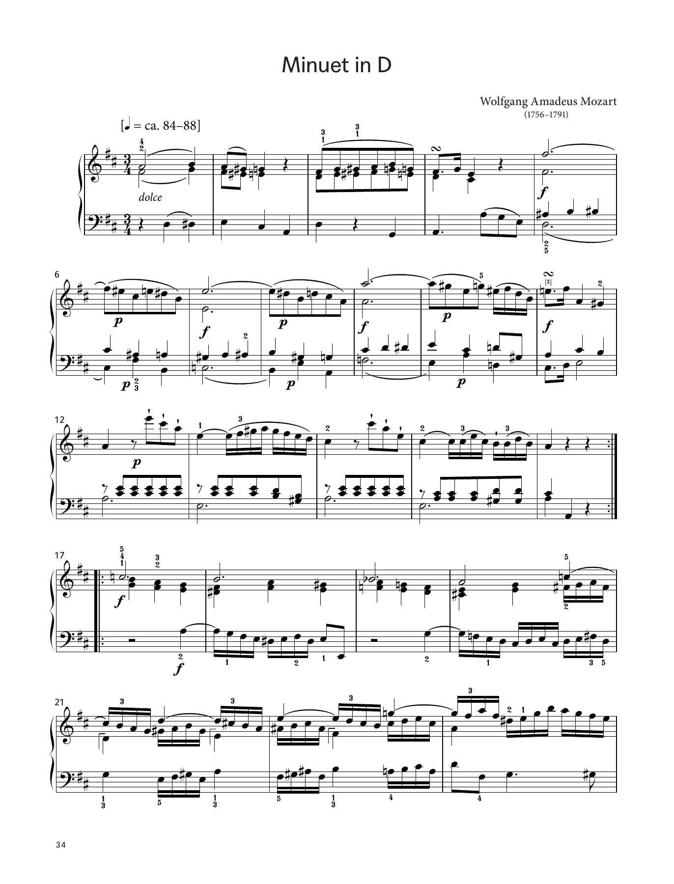Download Wolfgang Amadeus Mozart Minuet in D, K. 355 (LCME Piano 2018 Grade 7 List A) Sheet Music and learn how to play Piano Solo PDF digital score in minutes