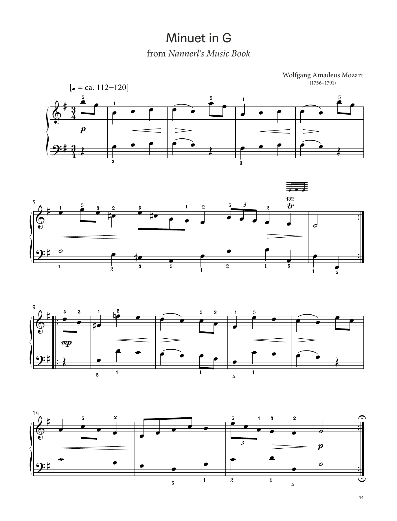 Download Wolfgang Amadeus Mozart Minuet in G, K. 1e (LCME Piano 2018 Grade 1 List A) Sheet Music and learn how to play Piano Solo PDF digital score in minutes