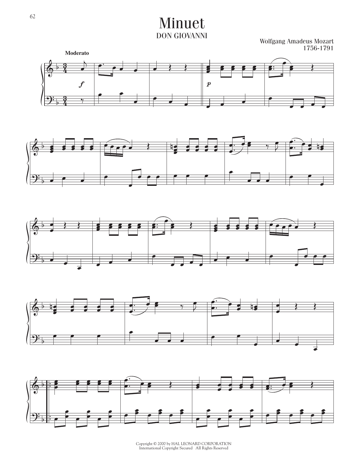Download Wolfgang Amadeus Mozart Minuet Sheet Music and learn how to play Piano Solo PDF digital score in minutes