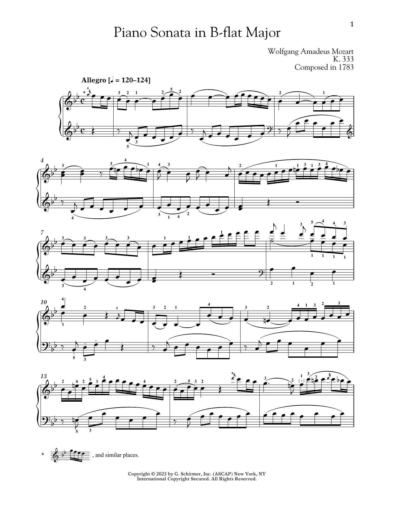 Download Wolfgang Amadeus Mozart Piano Sonata In B-flat Major, K. 333 Sheet Music and learn how to play Piano Solo PDF digital score in minutes