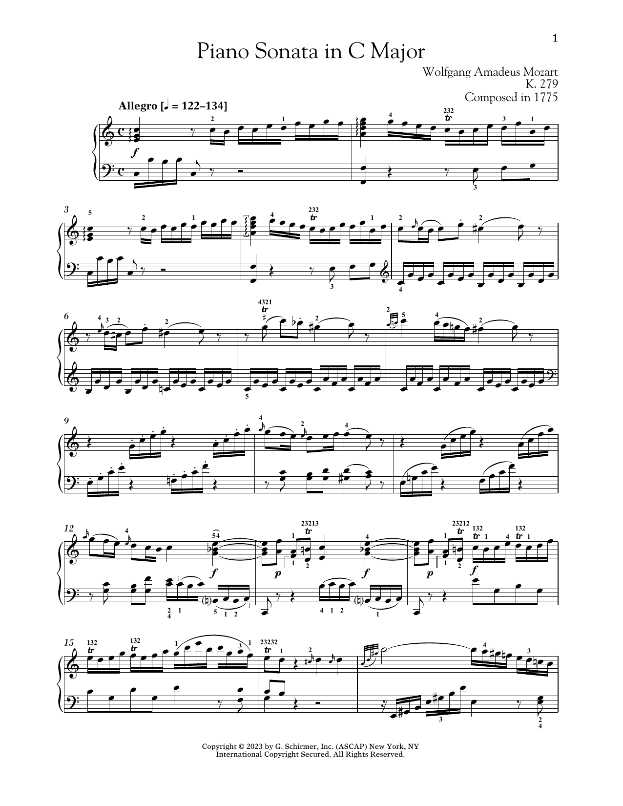 Download Wolfgang Amadeus Mozart Piano Sonata In C Major, K. 279 Sheet Music and learn how to play Piano Solo PDF digital score in minutes