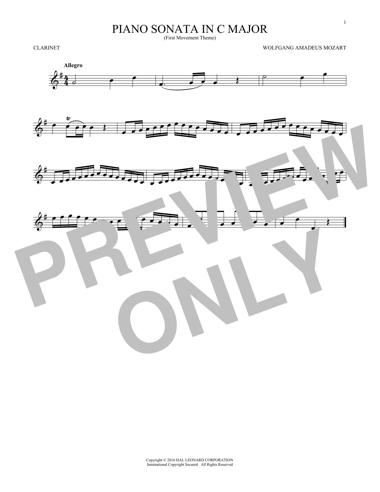 Download Wolfgang Amadeus Mozart Piano Sonata In C Major Sheet Music and learn how to play Alto Saxophone PDF digital score in minutes