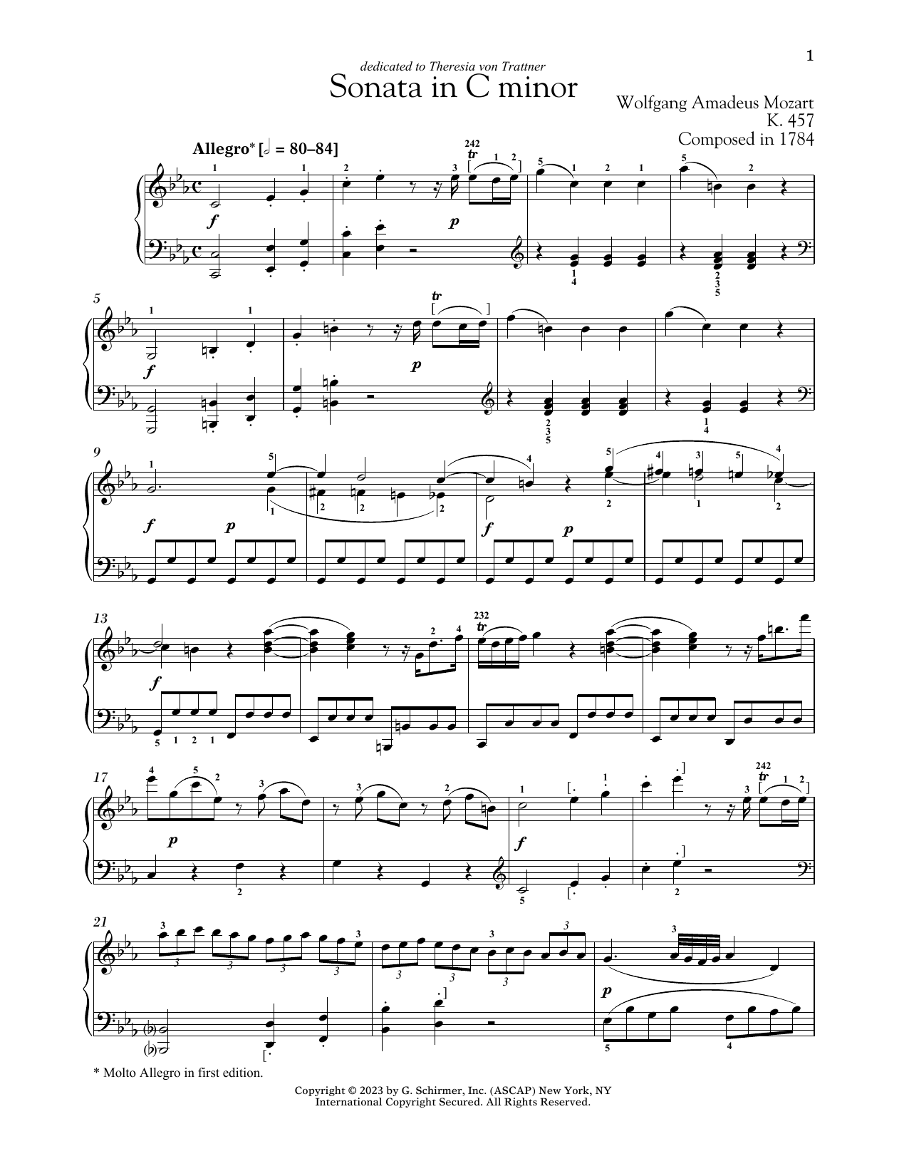 Download Wolfgang Amadeus Mozart Piano Sonata In C Minor, K. 457 Sheet Music and learn how to play Piano Solo PDF digital score in minutes