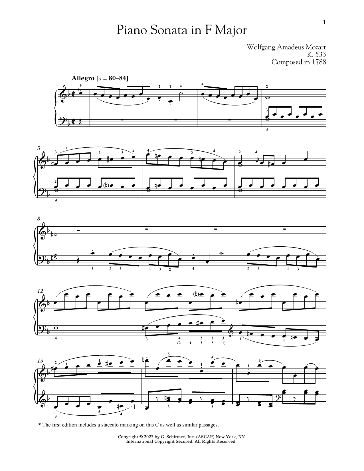 Download Wolfgang Amadeus Mozart Piano Sonata In F Major, K. 533/494 Sheet Music and learn how to play Piano Solo PDF digital score in minutes