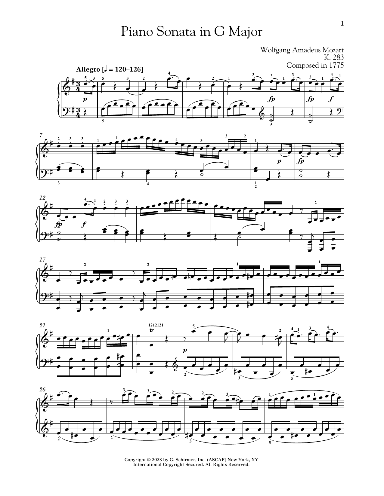 Download Wolfgang Amadeus Mozart Piano Sonata In G Major, K. 283 Sheet Music and learn how to play Piano Solo PDF digital score in minutes