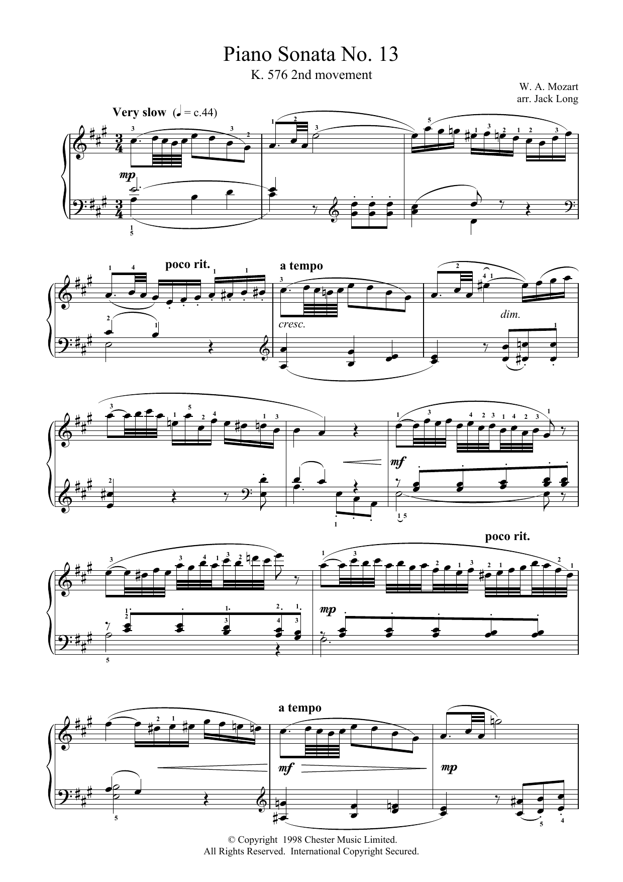 Download Wolfgang Amadeus Mozart Piano Sonata No.13 Sheet Music and learn how to play Piano Solo PDF digital score in minutes