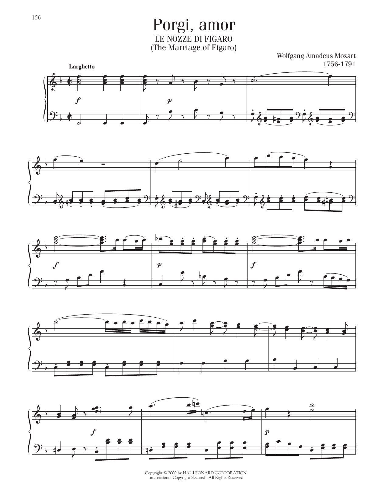 Download Wolfgang Amadeus Mozart Porgi, Amor Sheet Music and learn how to play Piano Solo PDF digital score in minutes