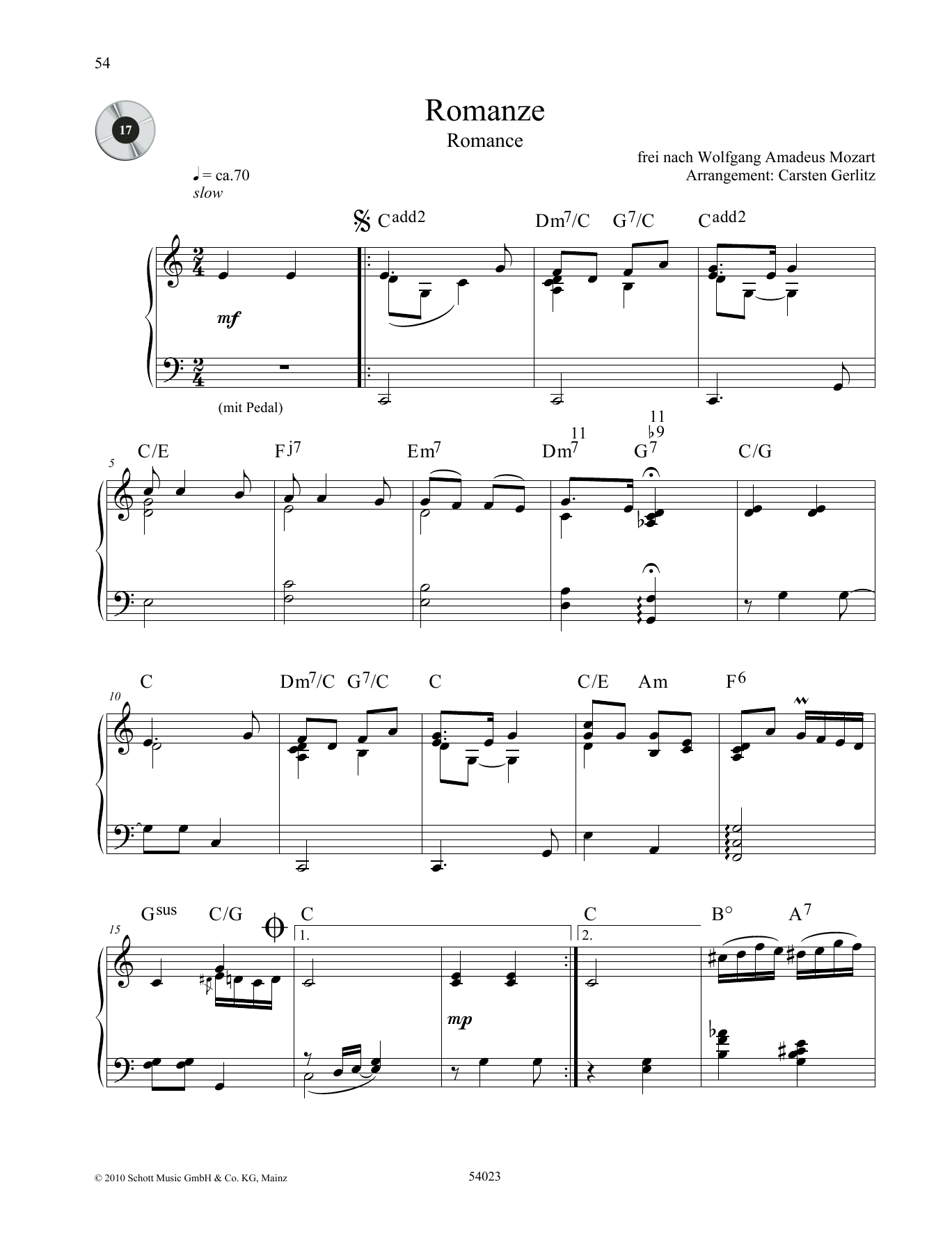Download Wolfgang Amadeus Mozart Romance Sheet Music and learn how to play Piano Solo PDF digital score in minutes