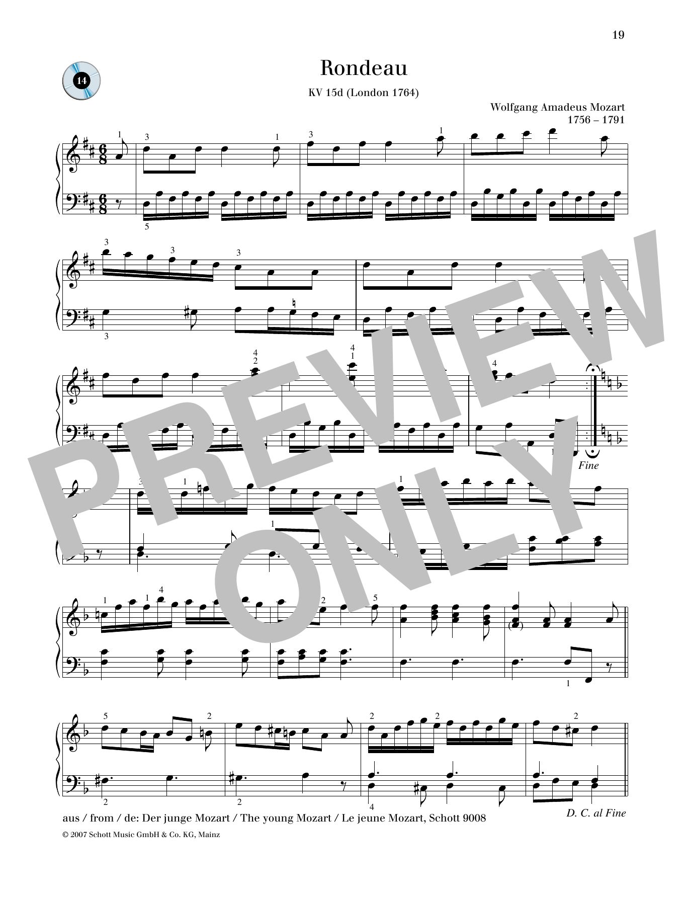 Download Wolfgang Amadeus Mozart Rondeau D major Sheet Music and learn how to play Piano Solo PDF digital score in minutes