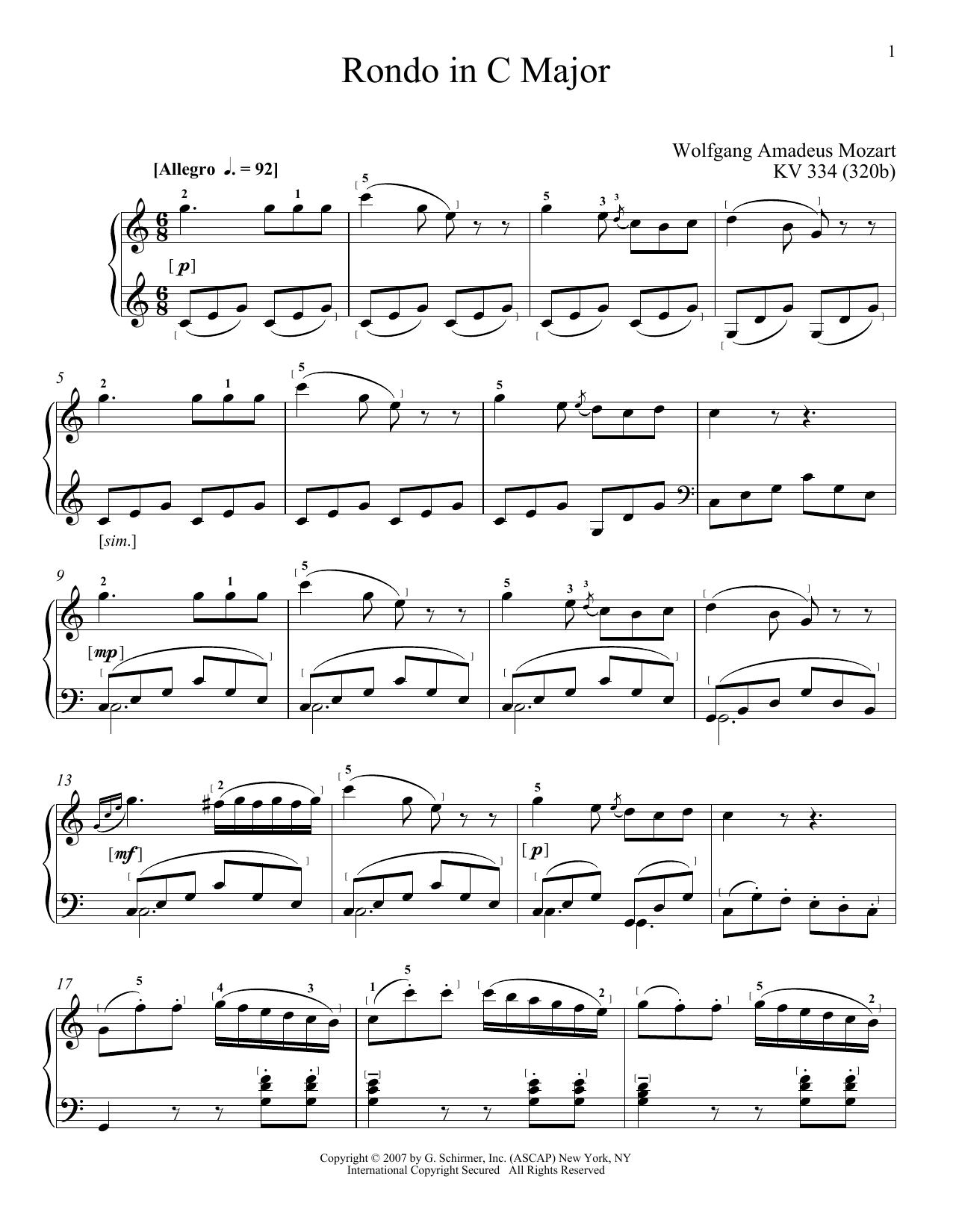Download Wolfgang Amadeus Mozart Rondo In C Major Sheet Music and learn how to play Guitar Tab PDF digital score in minutes