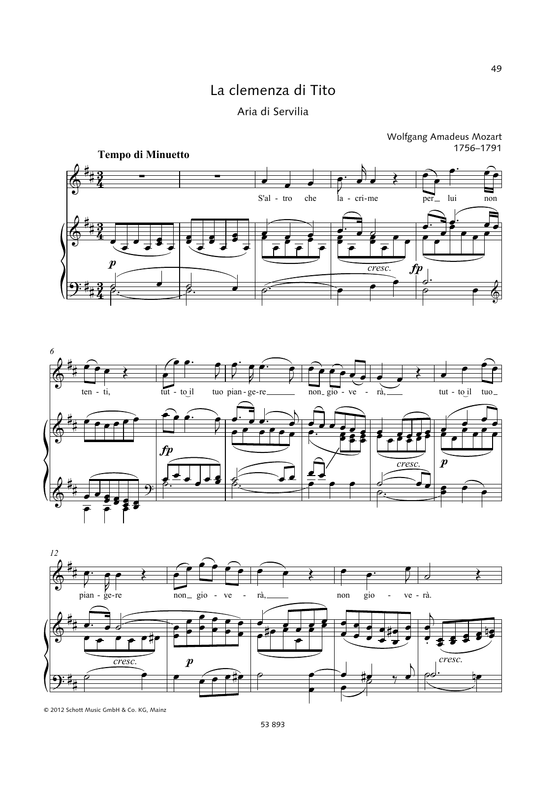 Download Wolfgang Amadeus Mozart S'altro che lacrime Sheet Music and learn how to play Piano & Vocal PDF digital score in minutes