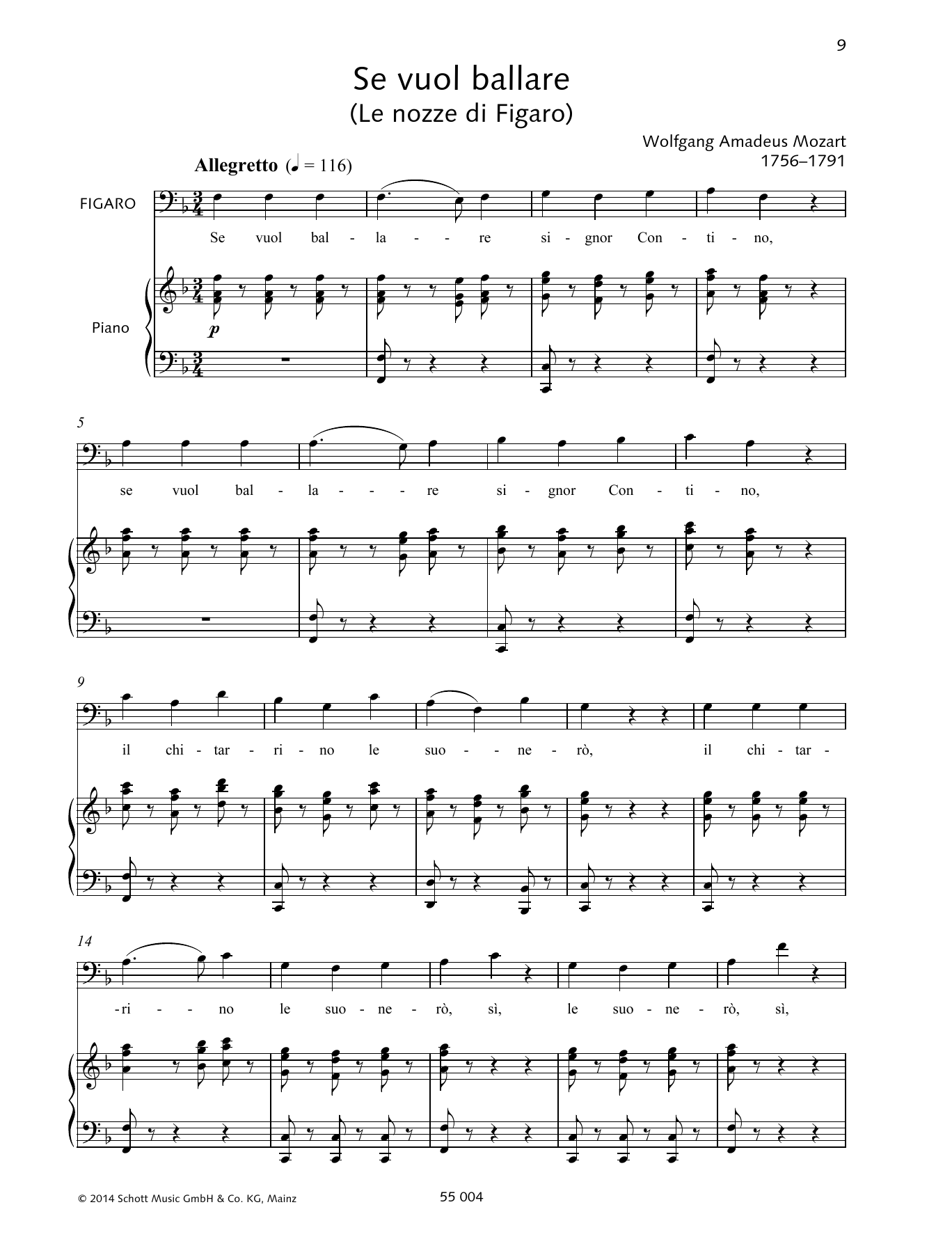 Download Wolfgang Amadeus Mozart Se vuol ballare Sheet Music and learn how to play Piano & Vocal PDF digital score in minutes