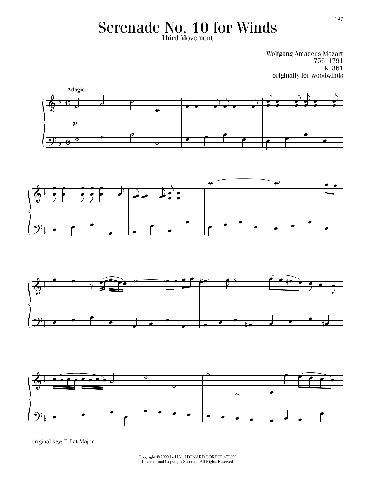 Download Wolfgang Amadeus Mozart Serenade No. 10 For Winds, Third Movement Sheet Music and learn how to play Piano Solo PDF digital score in minutes