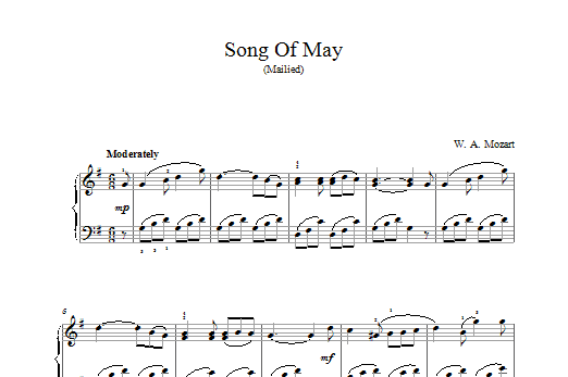 Download Wolfgang Amadeus Mozart Song Of May Sheet Music and learn how to play Piano PDF digital score in minutes