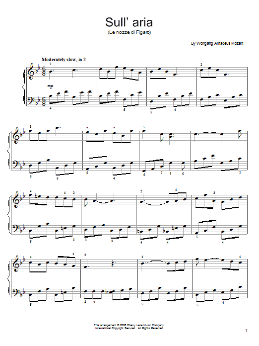 Download Wolfgang Amadeus Mozart Sull'aria Sheet Music and learn how to play Easy Piano PDF digital score in minutes