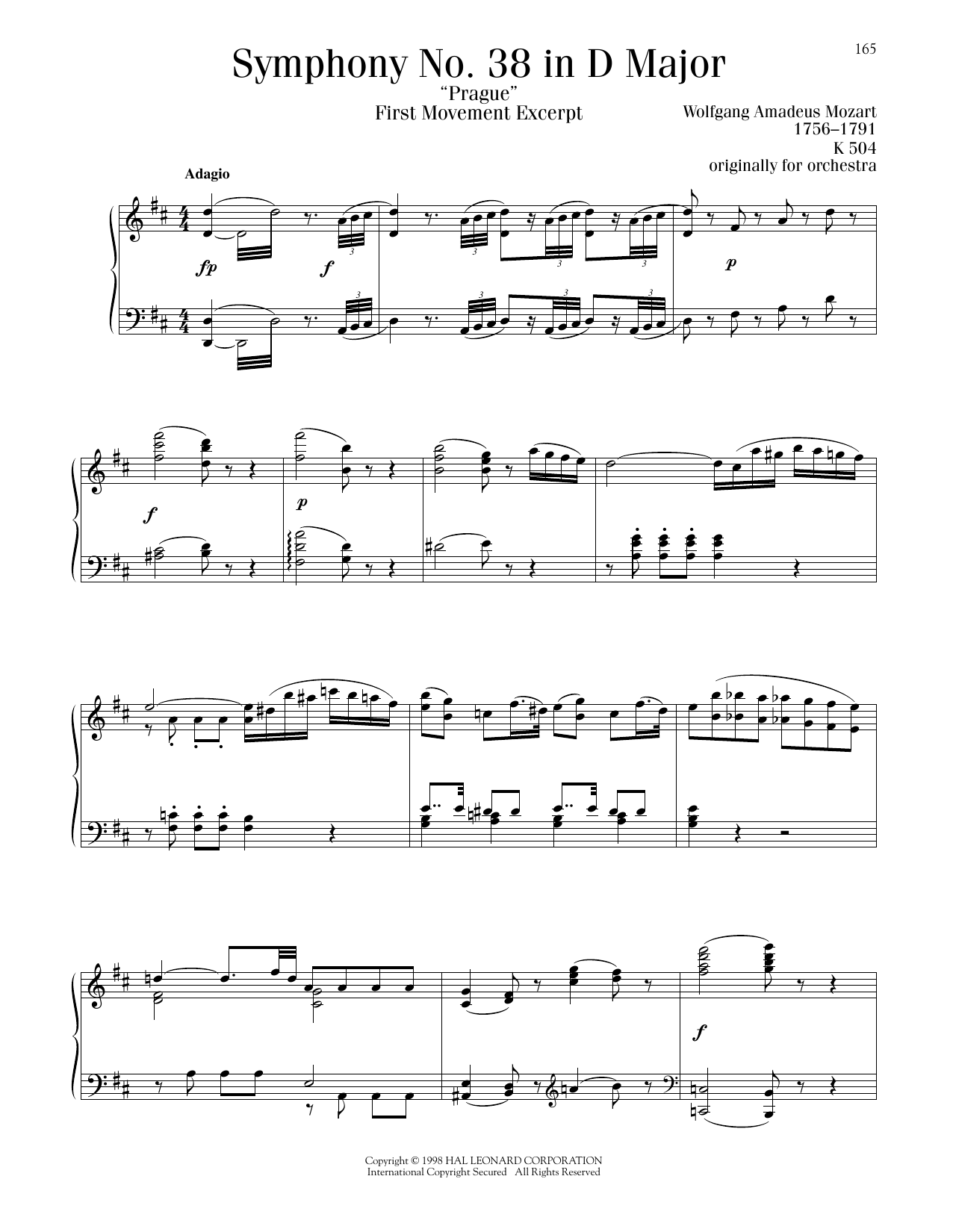Download Wolfgang Amadeus Mozart Symphony No. 38 in D Major (