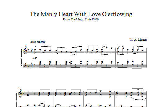 Download Wolfgang Amadeus Mozart The Manly Heart With Love O'erflowing (from The Magic Flute, K620) Sheet Music and learn how to play Beginner Piano PDF digital score in minutes