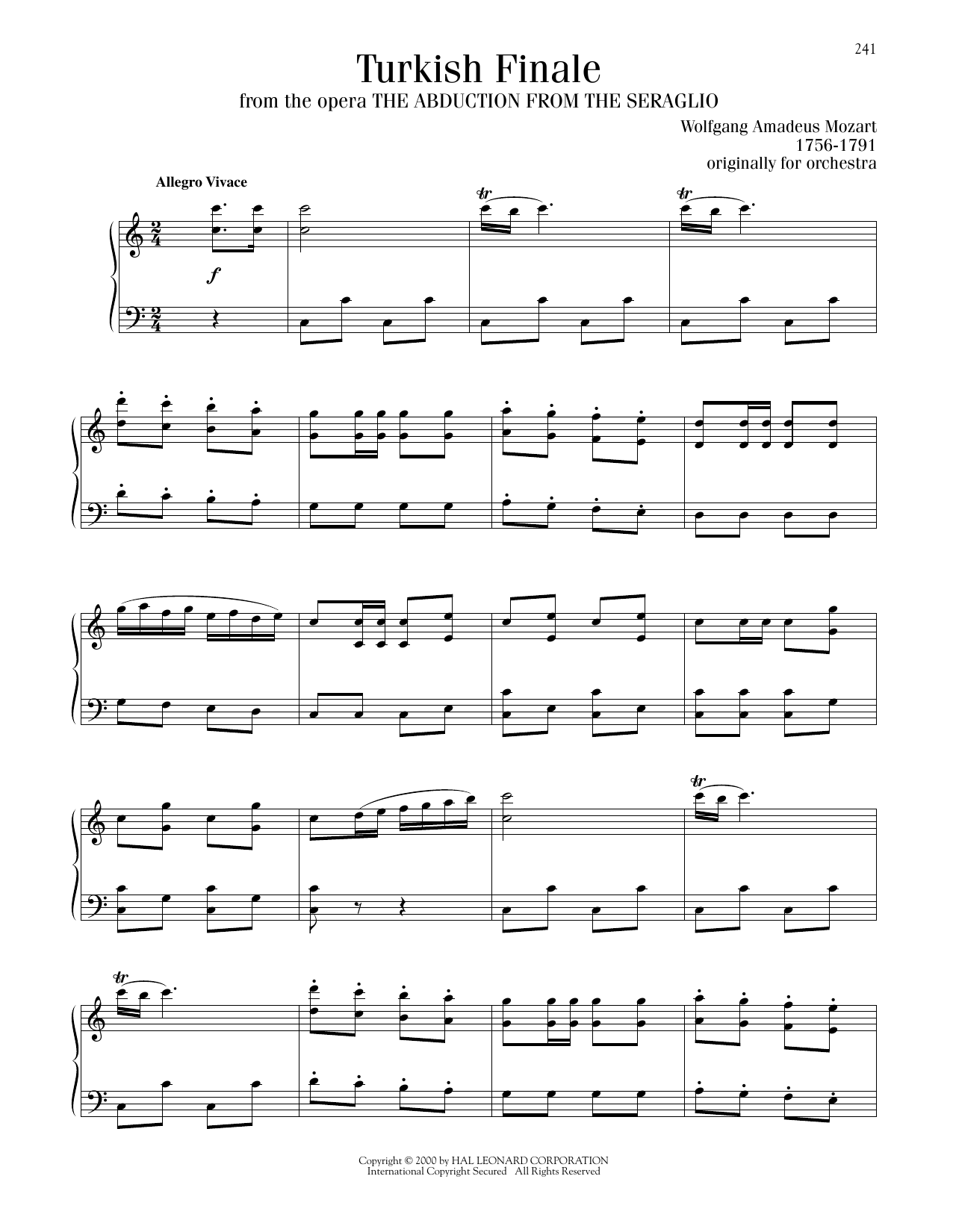 Download Wolfgang Amadeus Mozart Turkish Finale Sheet Music and learn how to play Piano Solo PDF digital score in minutes