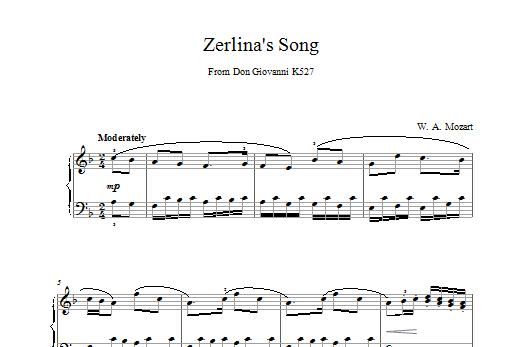 Download Wolfgang Amadeus Mozart Zerlina's Song From Don Giovanni K527 Sheet Music and learn how to play Piano PDF digital score in minutes