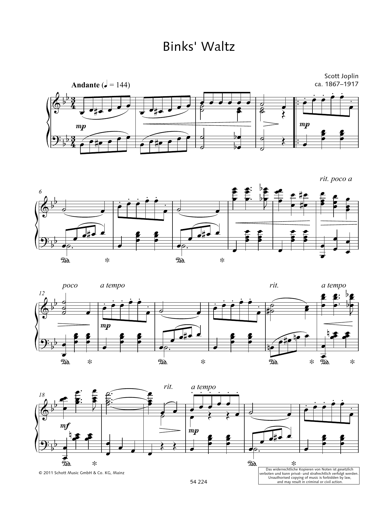 Download Wolfgang Birtel Binks' Waltz Sheet Music and learn how to play Piano Solo PDF digital score in minutes