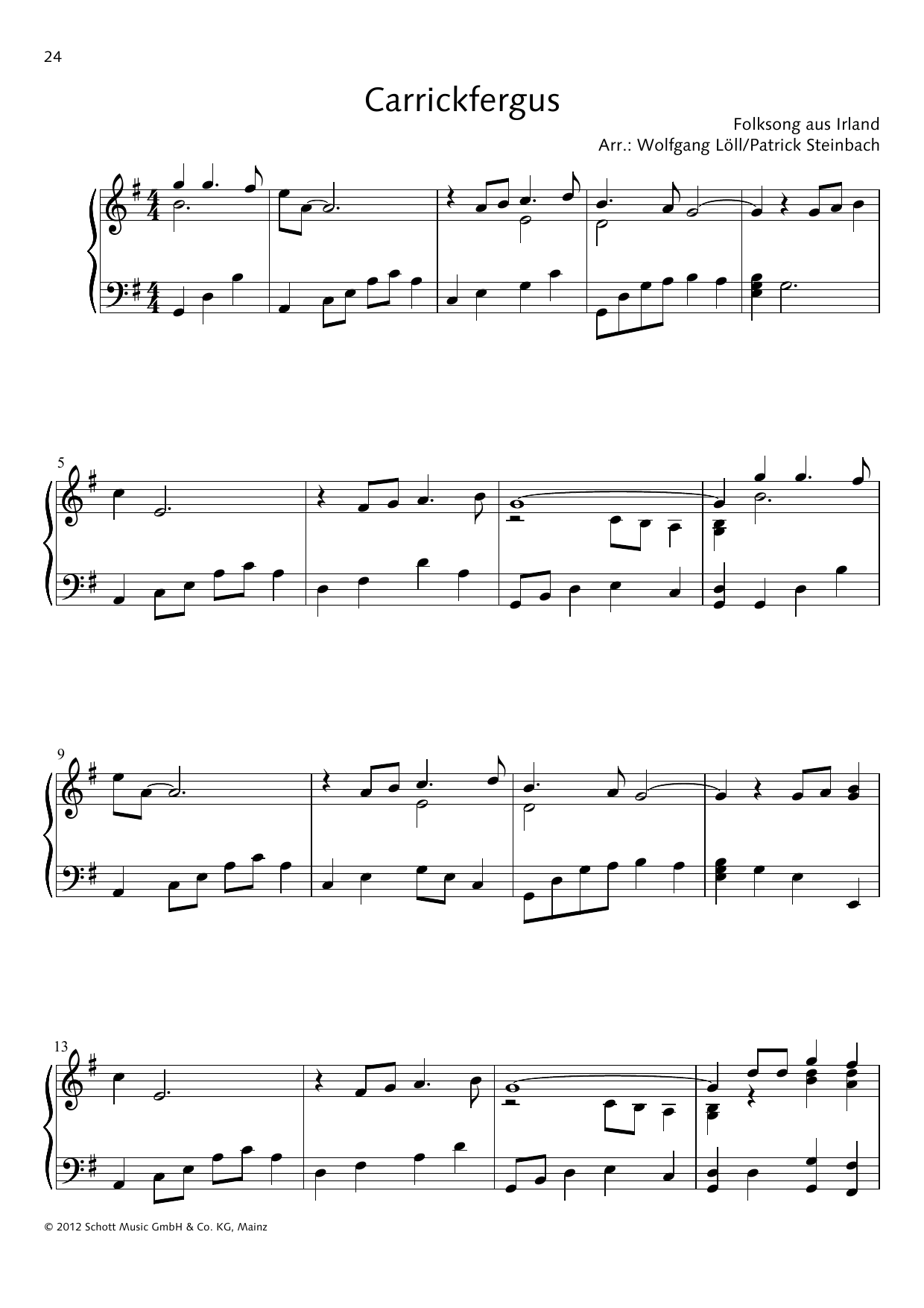 Download Wolfgang Löll Carrickfergus Sheet Music and learn how to play Piano Solo PDF digital score in minutes