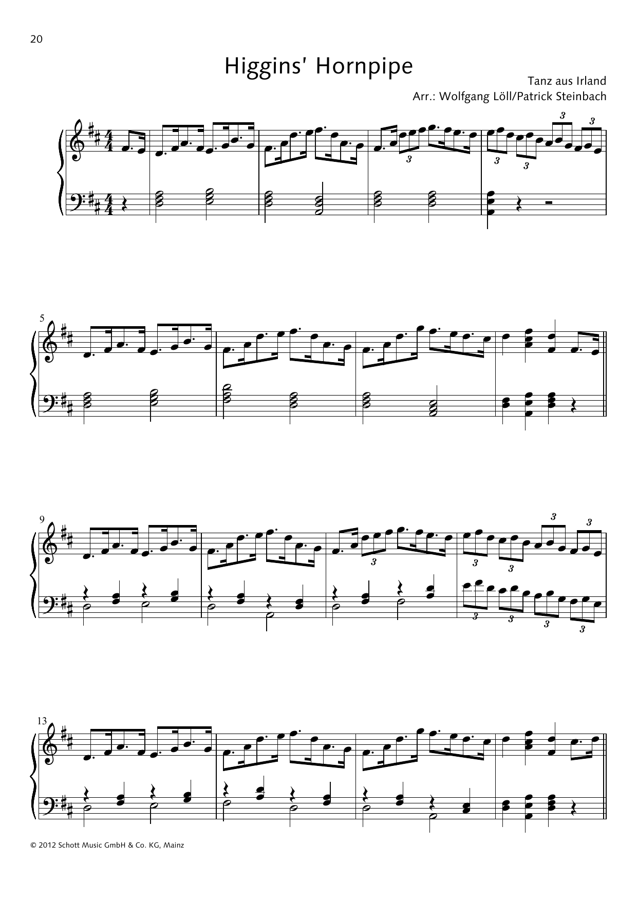 Download Wolfgang Löll Higgins' Hornpipe Sheet Music and learn how to play Piano Solo PDF digital score in minutes