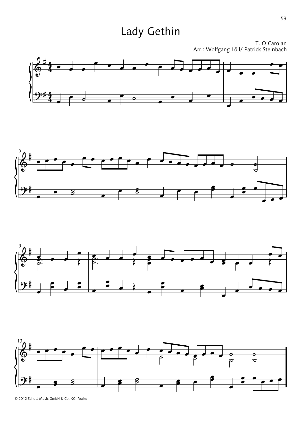 Download Wolfgang Löll Lady Gethin Sheet Music and learn how to play Piano Solo PDF digital score in minutes