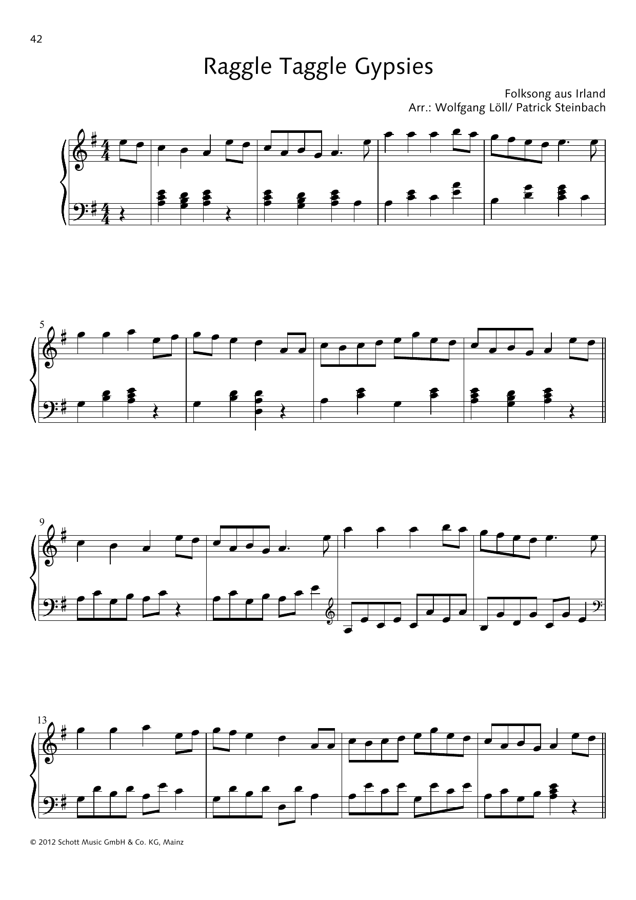 Download Wolfgang Löll Raggle Taggle Gypsies Sheet Music and learn how to play Piano Solo PDF digital score in minutes