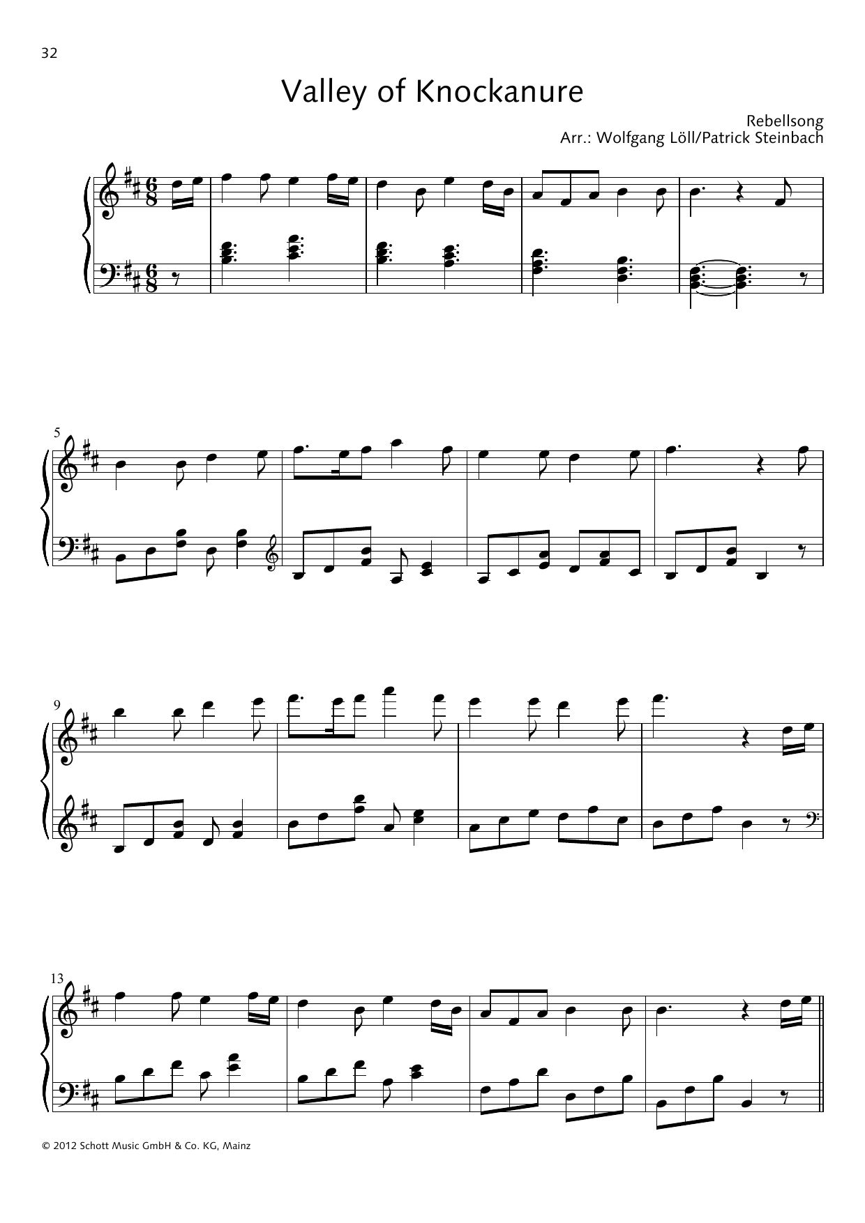 Download Wolfgang Löll Valley of Knockanure Sheet Music and learn how to play Piano Solo PDF digital score in minutes
