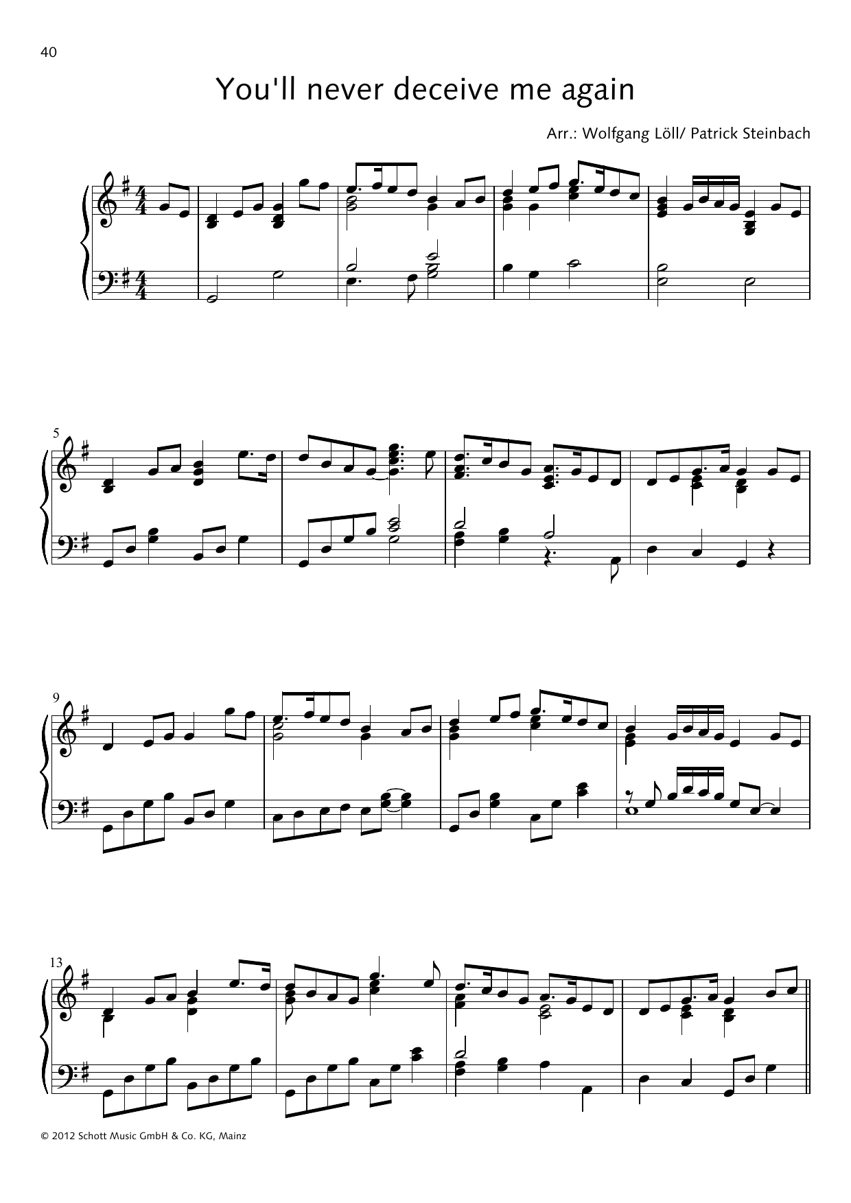 Download Wolfgang Löll You'll never deceive me again Sheet Music and learn how to play Piano Solo PDF digital score in minutes